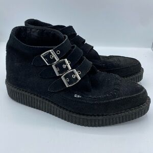 TUK 3 Buckle Suede Pointed Creeper Boots womens 8 punk goth Addams 90’s‎ scene